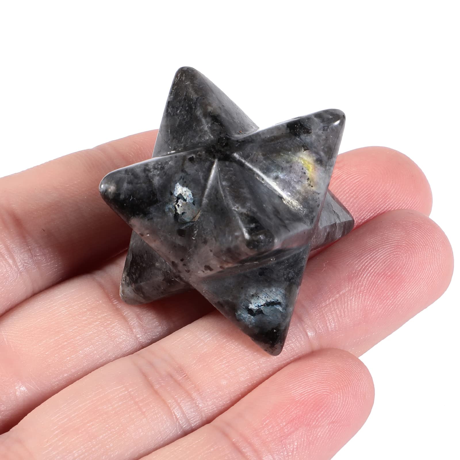 Lovionus89 Natural Labradorite Merkaba Crystal Protection Sacred Meditation Energy Generator Healing Chakra Six-pointed Star 1 Inch
