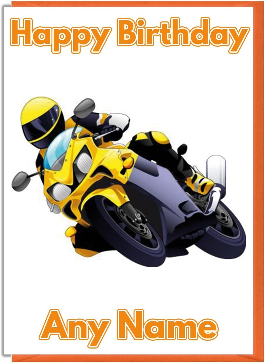 Gelb Motorrad Personalisierte Geburtstagskarte – Jeder Name und Alter