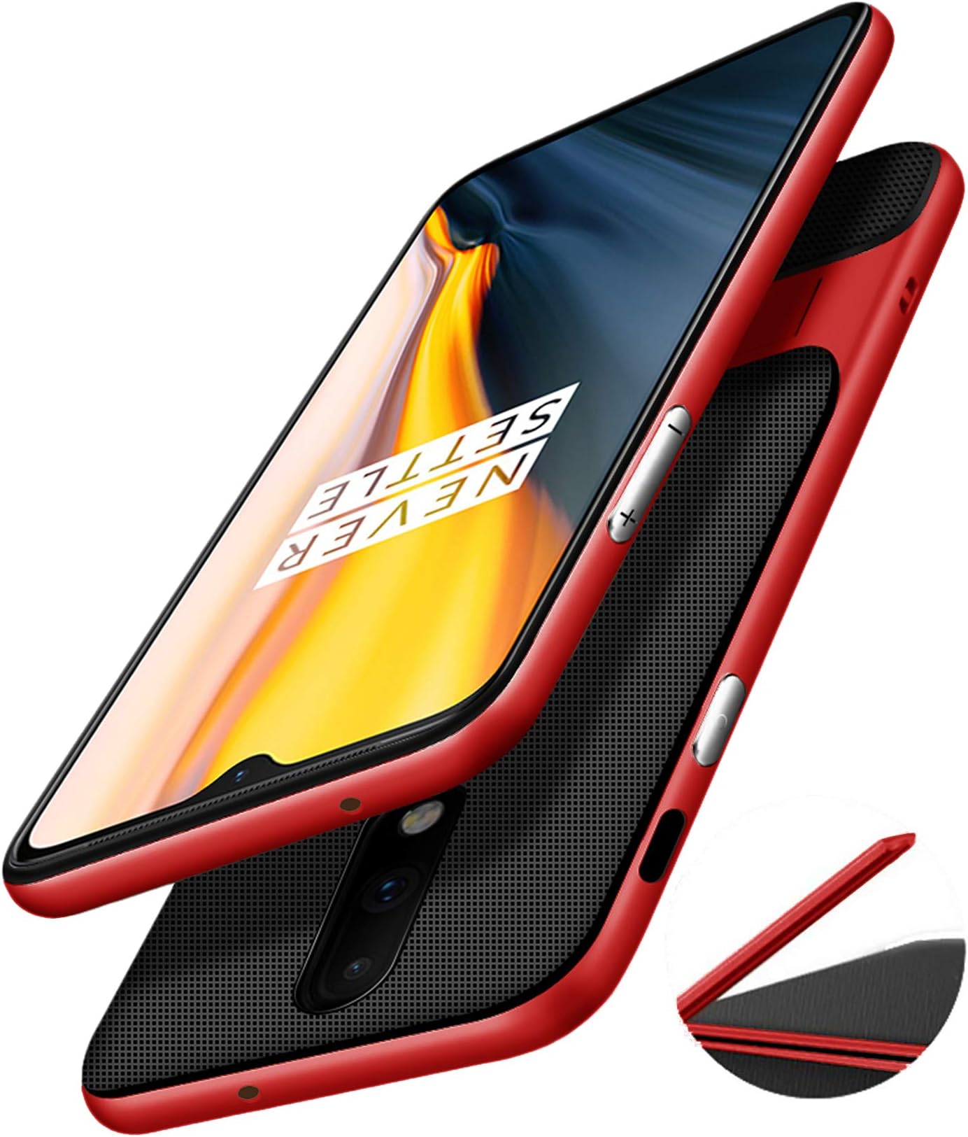 Kapa Kick Stand Shockproof Dual Layer Back Case Cover for OnePlus 7 / One Plus 7 - Red