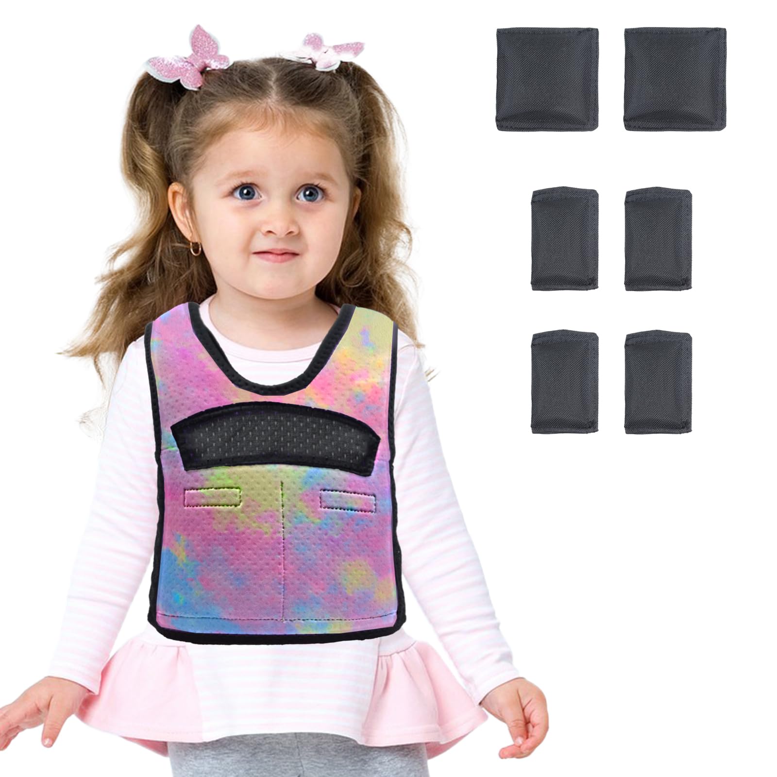 Photo 1 of Compression Vest for Kids (Small, Ages 2 to 4) Weighted Vest for Kids Including 6 Removable Weights Rainbow