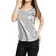Allegra K Women's Shiny Party Club Cami Sparkly Metallic Tank Top
