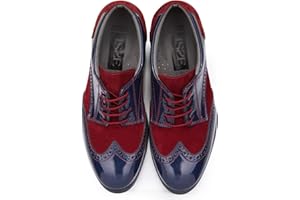 SIRRI Boys Suede Patent Dress Shoes Lace Up Brogue Formal Wedding Footwear