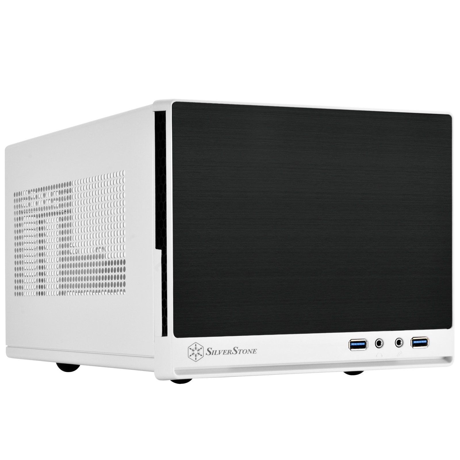 SilverStone SST-SG13WB-Q - Sugo Mini-ITX Compact Computer Cube Case, Plastic Front Panel with Faux Aluminum Finish, black white