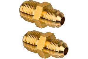 JUWO 3/8" Flare x 1/2" Flare Brass Tube Fitting, Union Reducing Coupling, Gas Adapter, Durable Brass Pipe Connector, 2 Pack