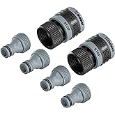 Melnor 65175AMZ 6 Piece Quick Connect Starter Set Connector Bundle, Product Adapter, Product End Connector, Black, Grey