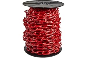 Mr. Chain Plastic Barrier Chain Reel, Red, 1.5-Inch Link Diameter, 200-Foot Length (30105)