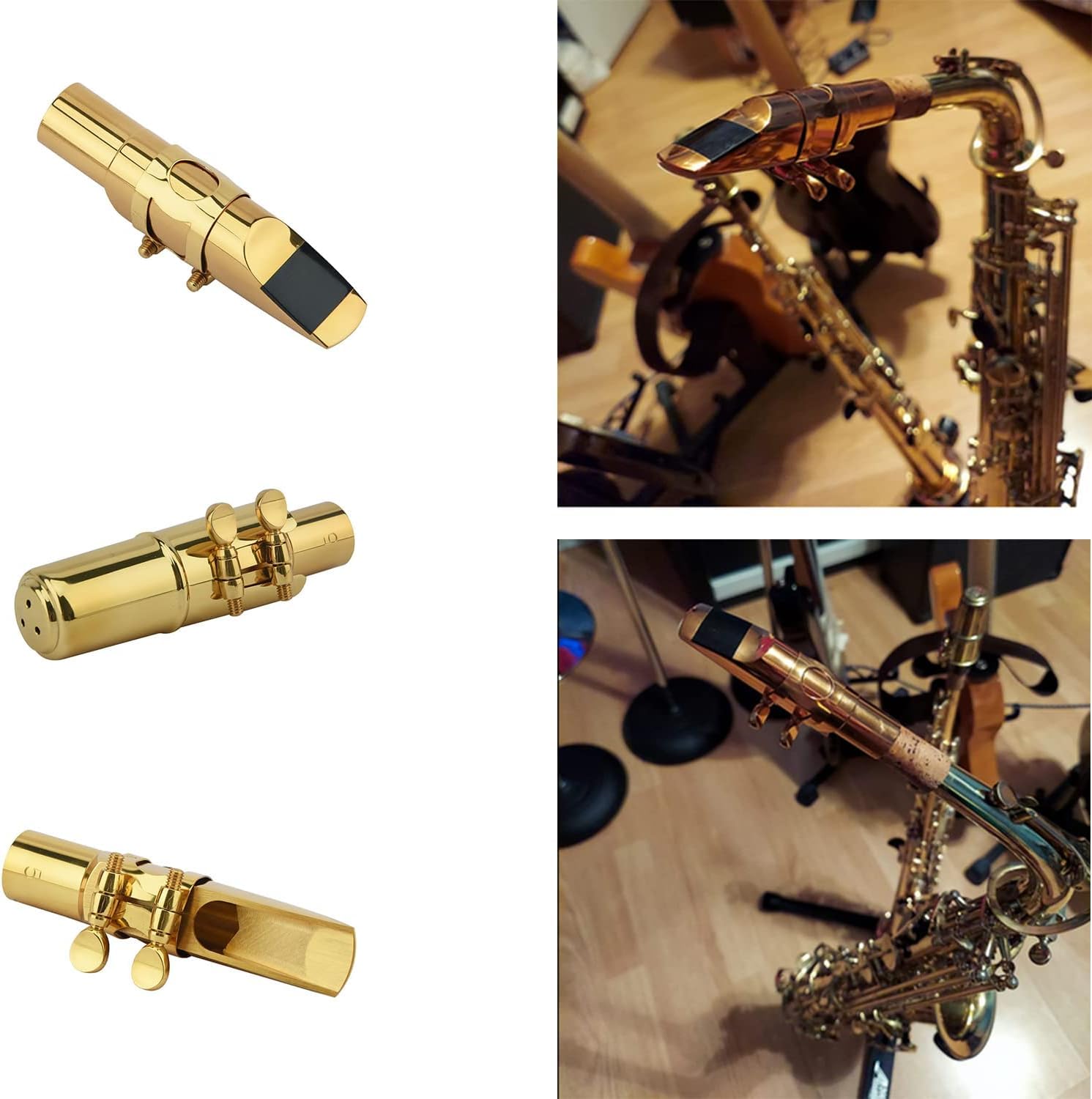 Mua Alto Sax Saxophone Mouthpiece w/Cap & Ligatures, Brass Metal Eb