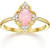 Fimewon Opal Rings for Women Dainty Engagement Rings 18K Gold Plated Colver Bands Non Tarnish Gifts for Her Wife Mom Friend Size 5-10