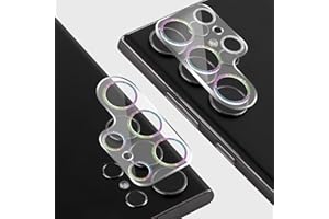 MONASAY 2 Pack Camera Lens Protector compatible for Samsung Galaxy S24 Ultra 6.8 inch[Anti-Scratch][Full Coverage] 9H Tempered Glass Built-in Aluminum Ring Camera Cover Film Case Friendly, Rainbow