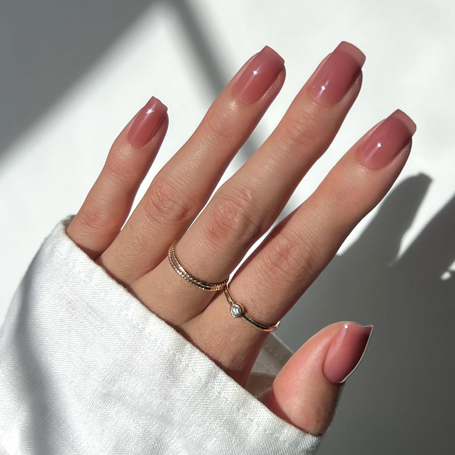 Photo 1 of Glamnetic Press On Nails - Dusty Pink | Medium Square Fake Nails, Sheer Mauve Neutral, Salon Quality | 15 Sizes - 30 Nail Kit