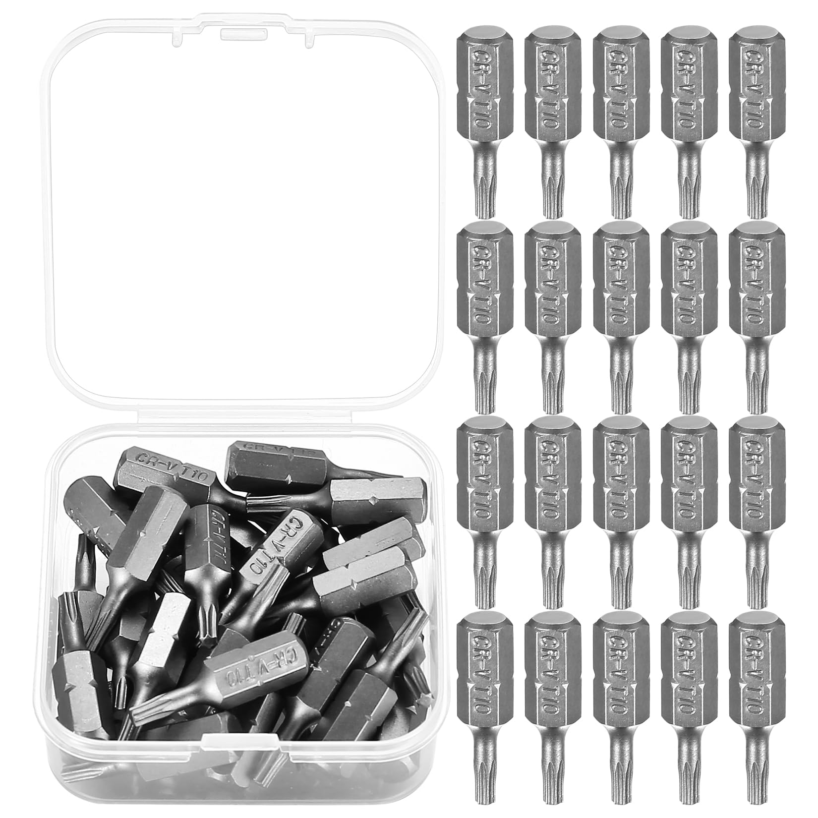 for Torx Bit, 30 Pcs T10 Torx Screwdriver Star Bit Set, Length 25mm Precision Security Bits, (6.3 mm) 1/4" Hex Drive Hex Shank Bits Set for Electronic Repair Tools