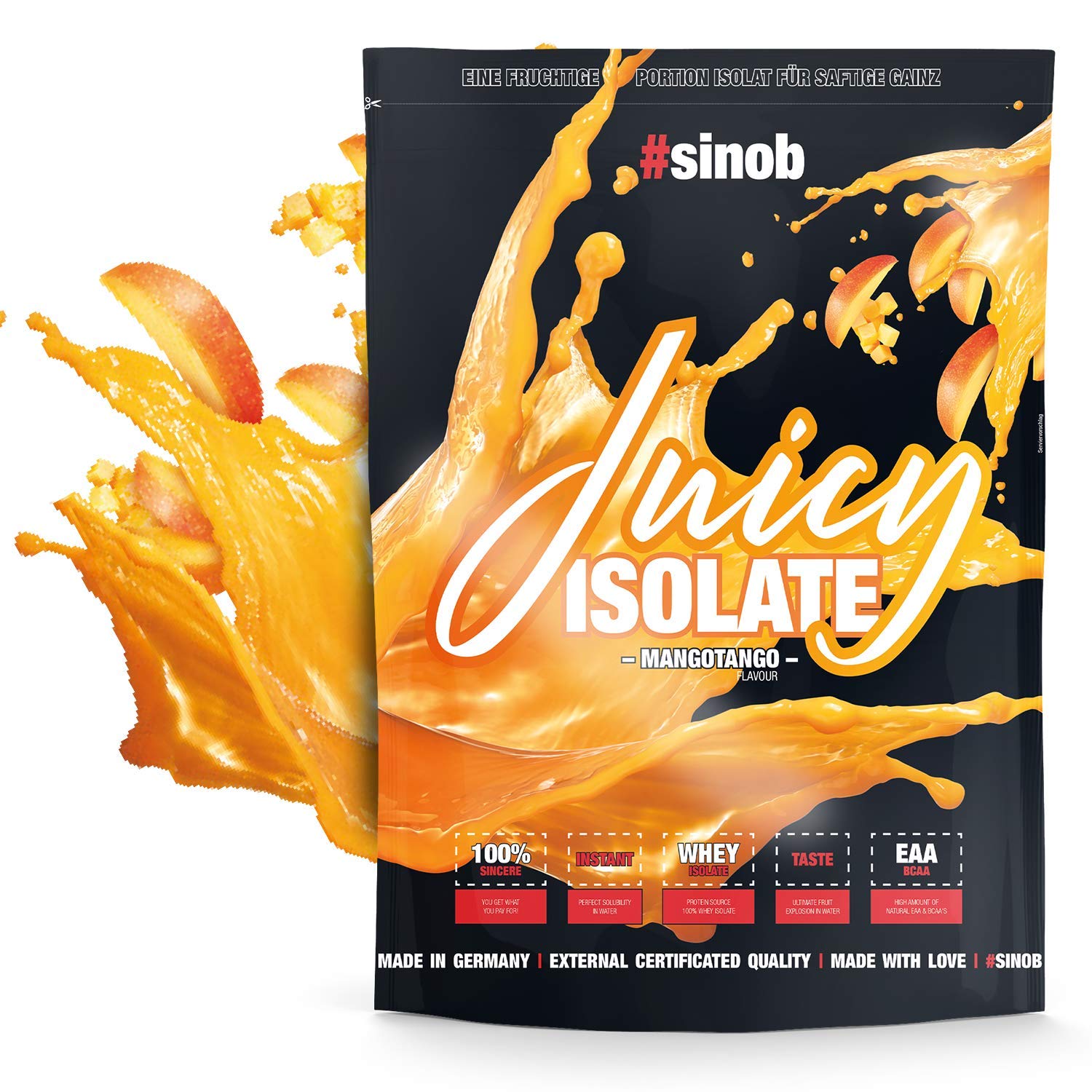 #sinob Juicy isolates - 96.1% Whey Isolate. Low-Fat Protein Powder from whey Protein with BCAAs and EAAs. Low Calorie Protein Shake. 1 x 1000g (Mango)