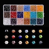 LAIDANLA 1800pcs 4mm Bicone Crystal Glass Beads, 18 Colors Small Faceted Beads Bulk for Jewelry Making Bracelets Necklaces Keychains Earrings with Container Box