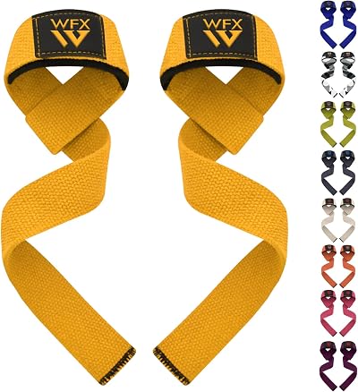 WFX Weight Lifting Straps Wrist Support Padded Neoprene Gym Yellow