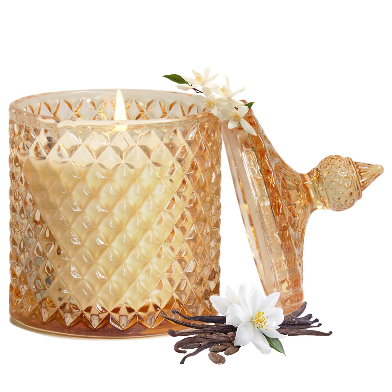 Creamy Vanilla Scented Candles,Gifts for Women Men, Large Jar Candle for Home Scented, Aromatherapy Candle, Organic Soy Wax Scented Candle (Spiced Sweet Scent)