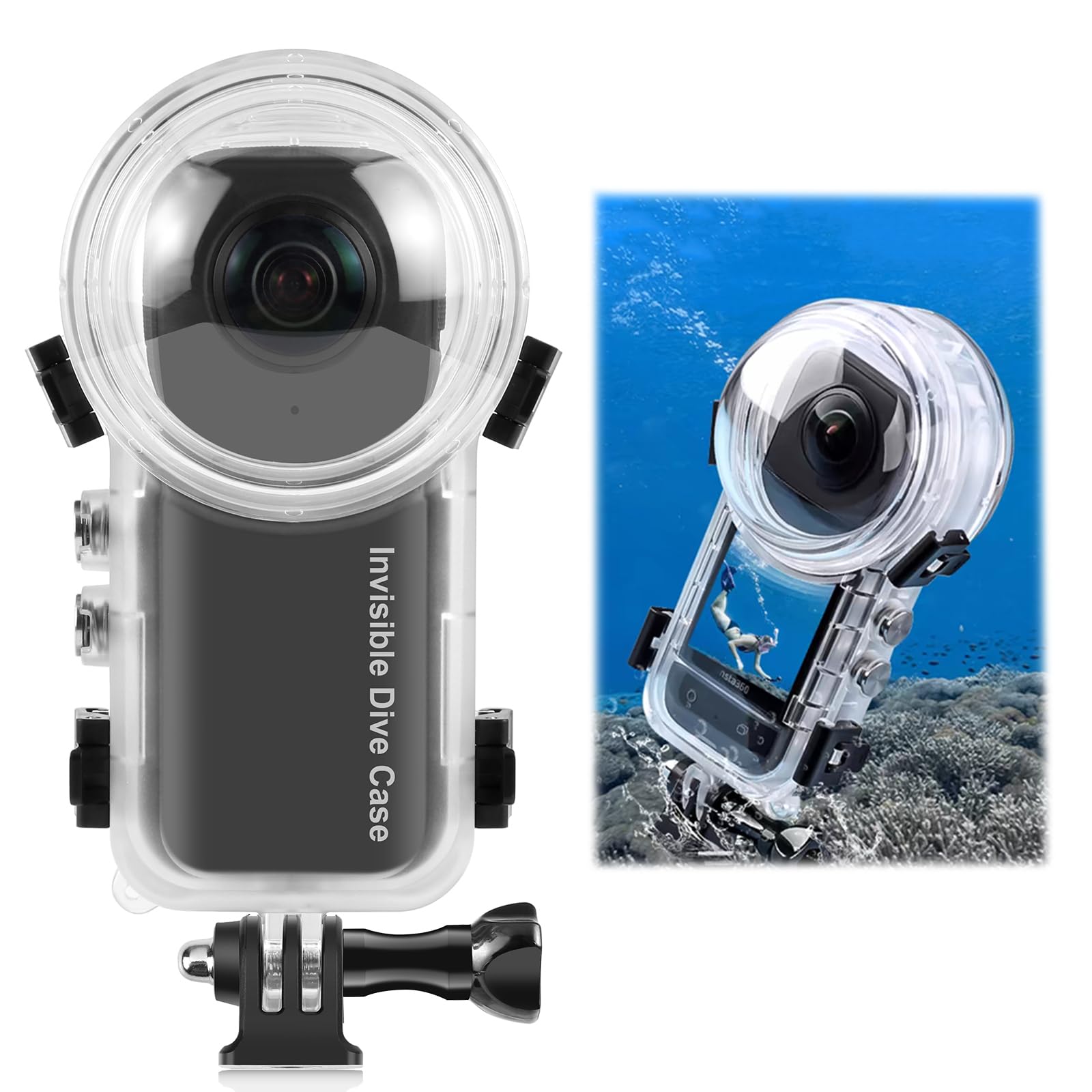 MotuTech Waterproof Case for Insta360 X4 Action Camera 50M 164FT Underwater Diving Case Protective Cover Diving Swimming Snorkel Ski Mountaineering Adapter Quick Mount 1/4 Inch Screw