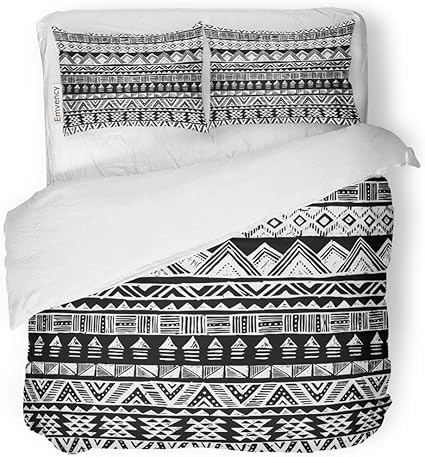 Sanchic Duvet Cover Set Summer Black And White Tribal Doodle Aztec Abstract Geometric Ethnic Hipster Design African Decorative Bedding Set With 2 Pillow Shams Full Queen Size Amazon Co Uk Kitchen Home