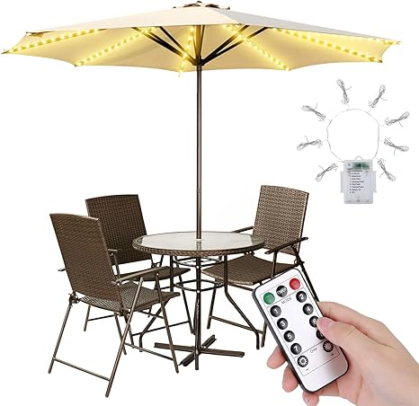 Waterproof Patio Umbrella Lights Battery Operated String Light With Remote Control 8 Brightness Modes 104 Leds Outdoor Led Umbrella Lights For Pole Camping Not Include Battery Amazon Com