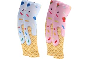 2 Pairs Ice Cream Baseball Arm Sleeves, Sun Protection & Cooling Compression Sleeves for Youth Adult Baseball Football Outdoo