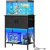 HOOBRO 20 Gallon Fish Tank Stand with Power Outlets and LED Light, Metal Frame Aquarium Stand, Reptile, Turtle Tank Stands wi