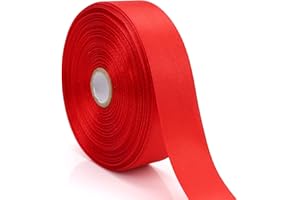 Nsilu 1 inch, Red Ribbon for Gift Wrapping 50 Yards Perfect Wedding Party Wreath Sewing DIY Hair Accessories Decoration Floral Hair Balloons Other Projects