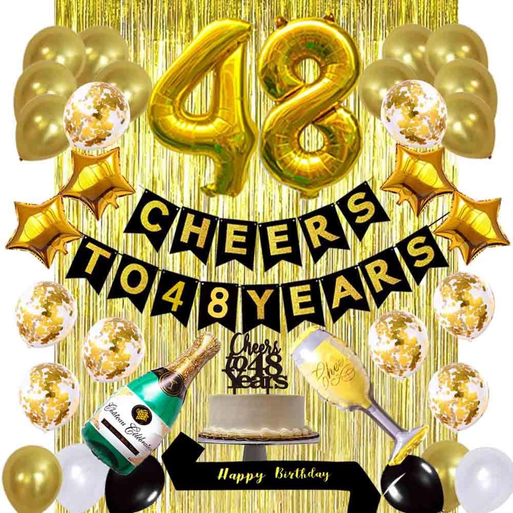 Amazon.com: Gold 48th Birthday Decorations Kit, Cheers to 48 Years