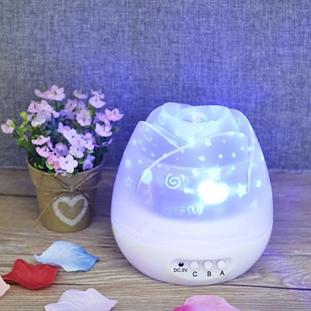 360 Degree Rotatable Moon Star 4 Led Ceiling Projector Night Light