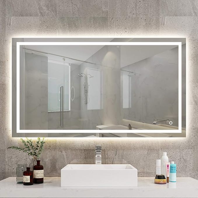 S'bagno 800 x 600mm Backlit LED Illuminated Bathroom Mirror and