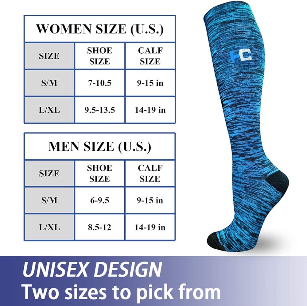 Compression Socks For Women&Men 1/3/6 Pairs - Best Medical for Running Athletic Flight Travel Circulation Recovery, 20-30mmHg: Clothing