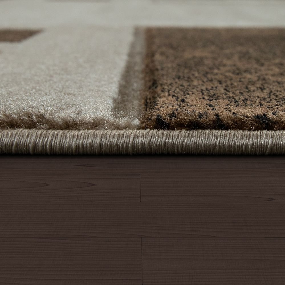 Paco Home Edler Designer Teppich Konturenschnitt Kariert In Braun
