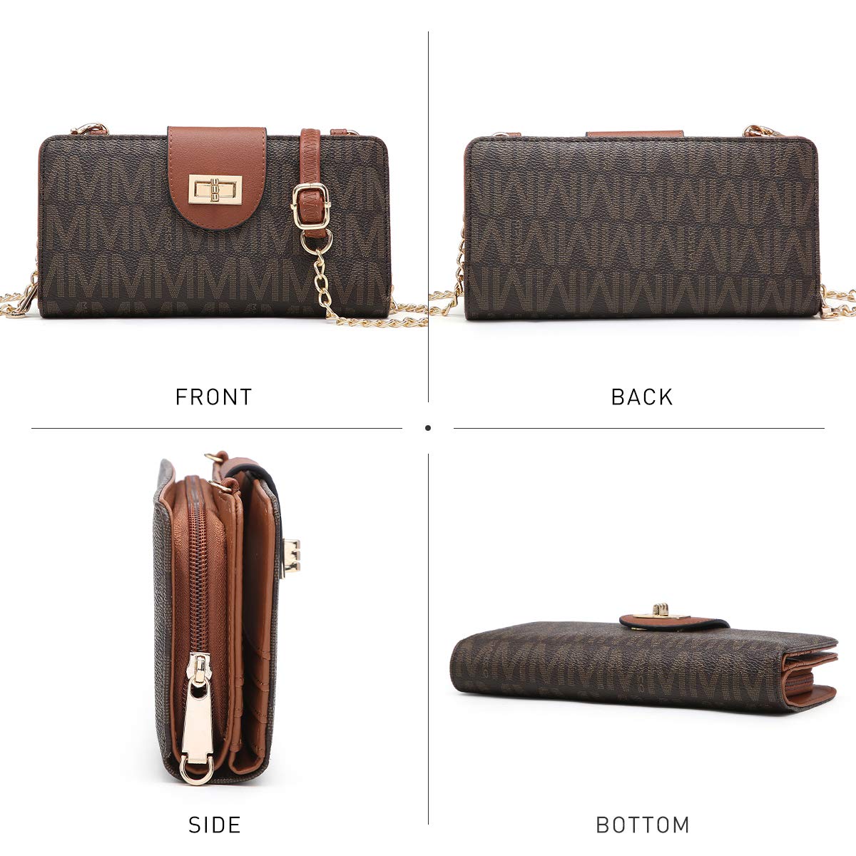 MKP Women Fashion Small Crossbody Shoulder Bags Cell Phone Purse Wallet Clutch Bag Credit Card Holder Clutch Wallets w/Removable Strap (Coffee)