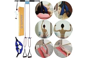 NISDOKR Multi Exercise Doorway Traction Device - Home Rehab Station for Shoulder, Waist, and Neck Recovery - Pull Up Bar, Pulley System, Cervical Hammock for Pain Relief and Flexibility