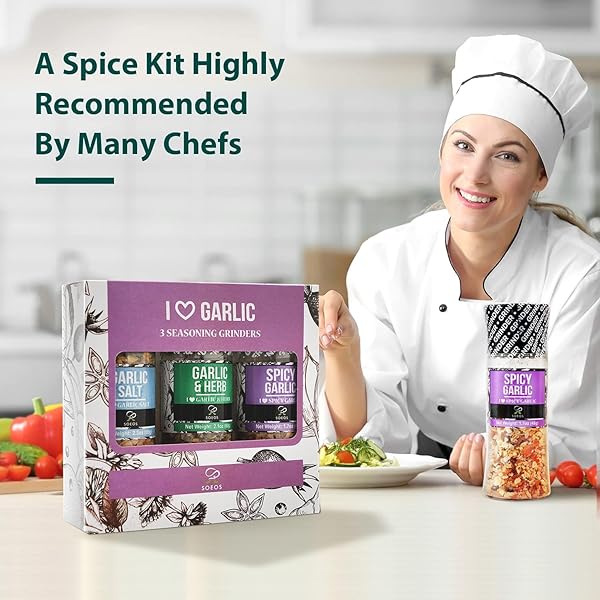 SOEOS SPICE SEASONING SET OF 9 WITH INTEGRATED GRINDERS, INDIVIDUAL SPICE GRINDER, PURE AND FRESH PERFECT FOR BBQ SEASONING GIFT SET, GRILLING SPICE, PEPPER GRINDER,COLORFUL