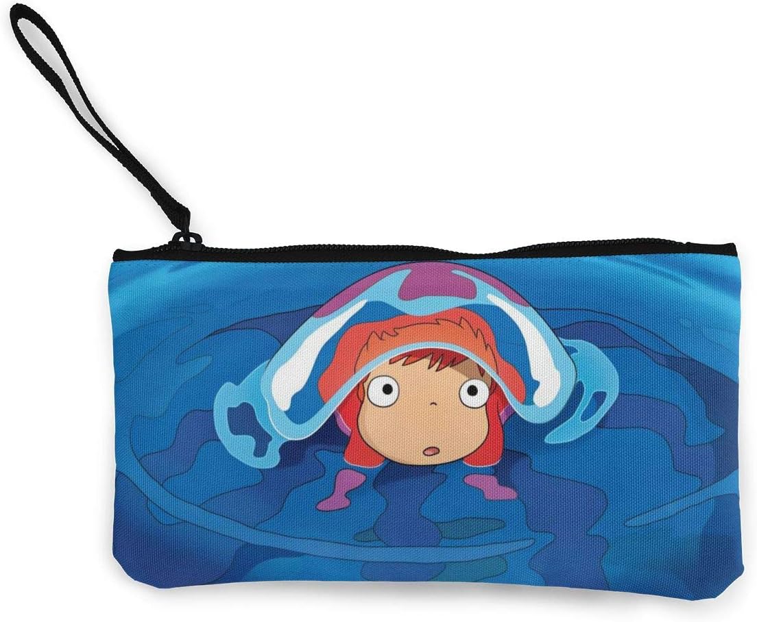 Ponyo On The Cliff Canvas Coin Purse Change Purse Small Zipper Pouch Change Cash Bag Wallets Pencil Pen Case Travel Makeup Bags Zipper Pencil Bags Small Pouches For Purse Vintage Coin Purse