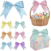 Janinka 12 Pcs 6 Inch Large Pastel Bows for Easter Gift Baskets Pearl Satin Ribbon Wreath Bows Decoration for Spring Holiday Wedding Wreath DIY Crafts Decor