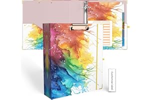 EYROZILL 3 Ring Binder 2 Inch with Clipboard for Letter-Size 11" x 8.5" Three Ring Binder with 5-Tab Dividers and File Folder