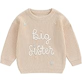 Amnnchya Toddler Infant Baby Girl Knit Sweater Big Sister Little Sister Matching Outfits Long Sleeve Pullover Sweatshirt