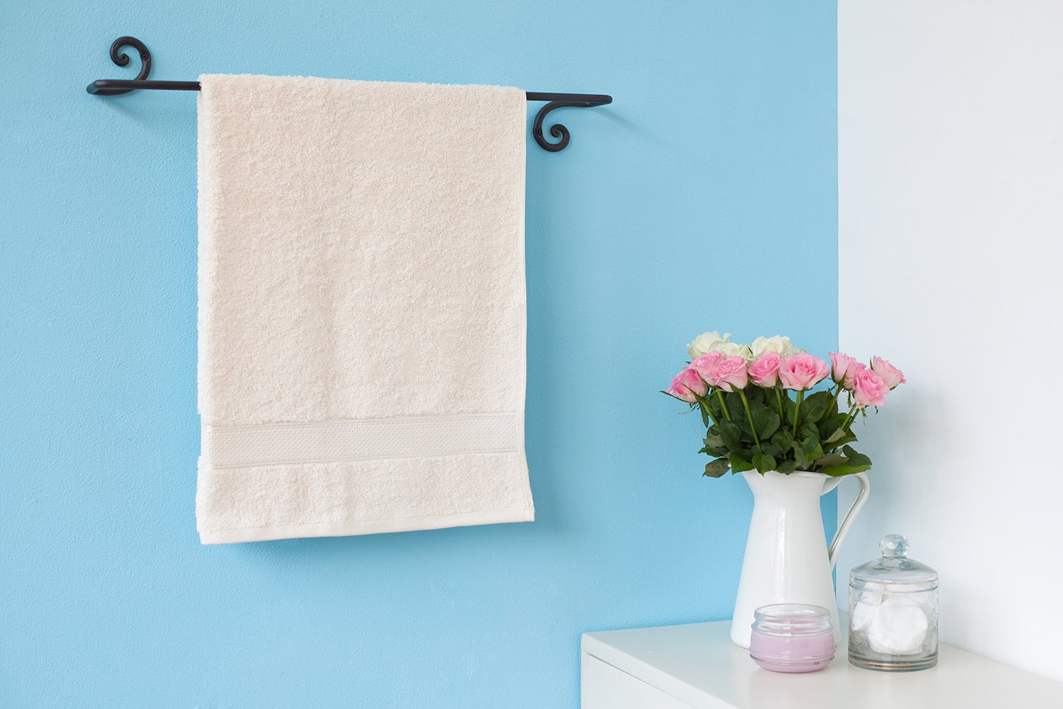 RTZEN Decorative Wrought Iron Towel Holder Long Towel Bar Rack for