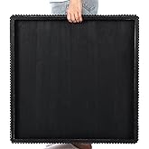 Nuogo Extra Large Square Ottoman Table Tray with Wooden Bead 24 x 24 Inch Washed Wooden Serving Tray Multifunction Decorative Square Ottoman for Coffee Table Platter Room Kitchen Counter (Black)