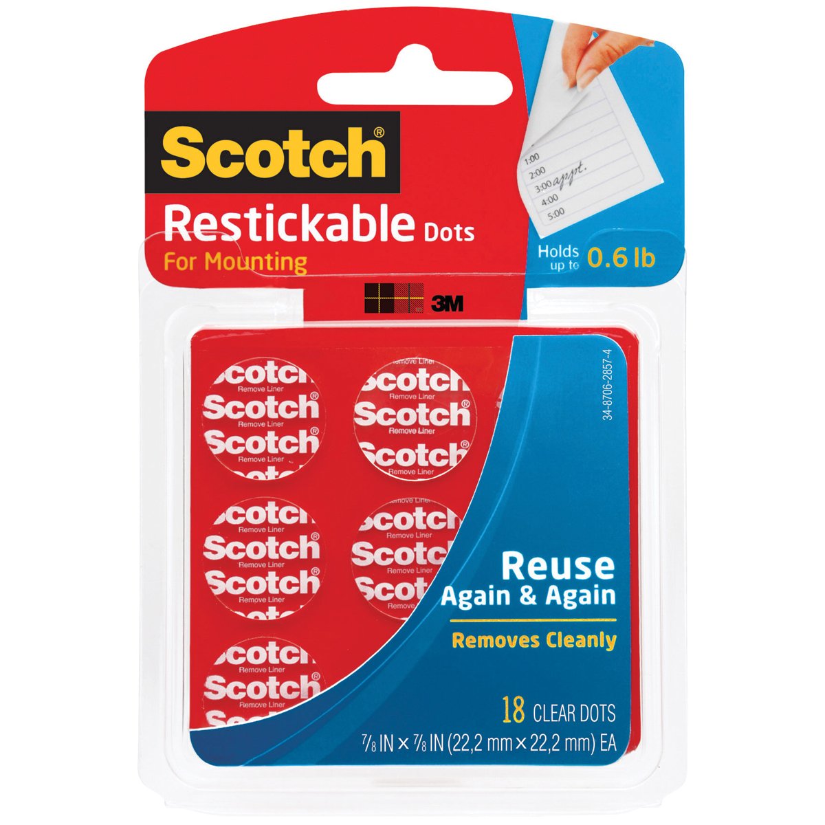 Scotch 25.4mm x 25.4mm Restickable Dots (Pack of 18)