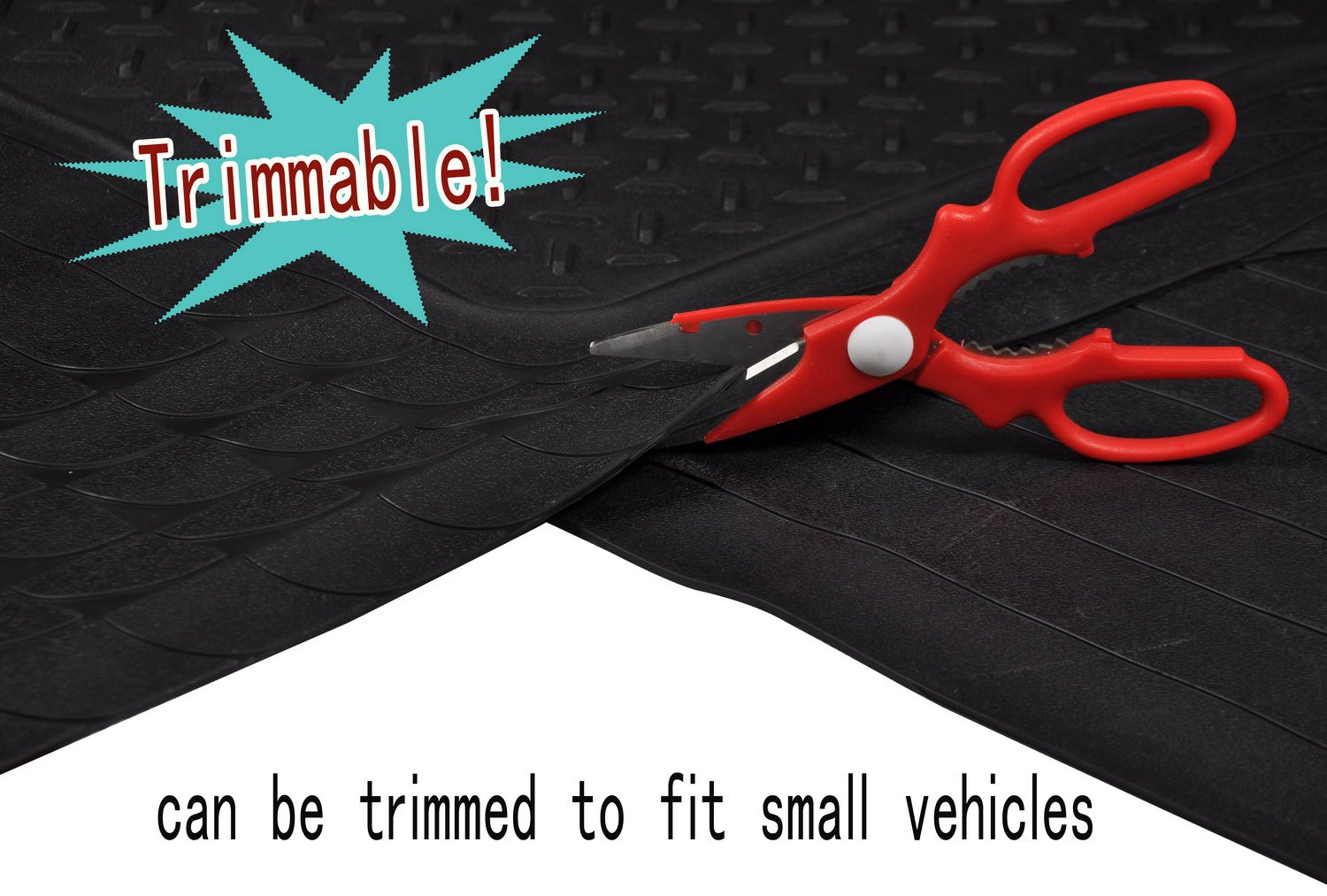 Gititlys Heavy Duty Rubber Car Trunk Cargo Floor Mat Cargo Liner Black Trim-to-Fit All Weather for Auto SUV Van Truck Jeep - by