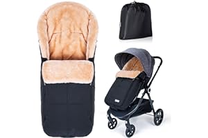 Orzbow Stroller Footmuff Universal | Faux Wool Baby Bunting Bag | Warm, Weather-proof, Adjustable Buckles | Winter Stroller Zipper Blanket Cover | Baby Sleeping Bag for Cold Weather Accessories, Black
