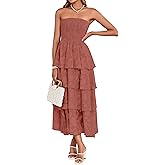Simplee Womens Summer Strapless Maxi Dress 2026 Boho Floral Off Shoulder Wedding Guest Dresses Tiered Beach Long Sundress