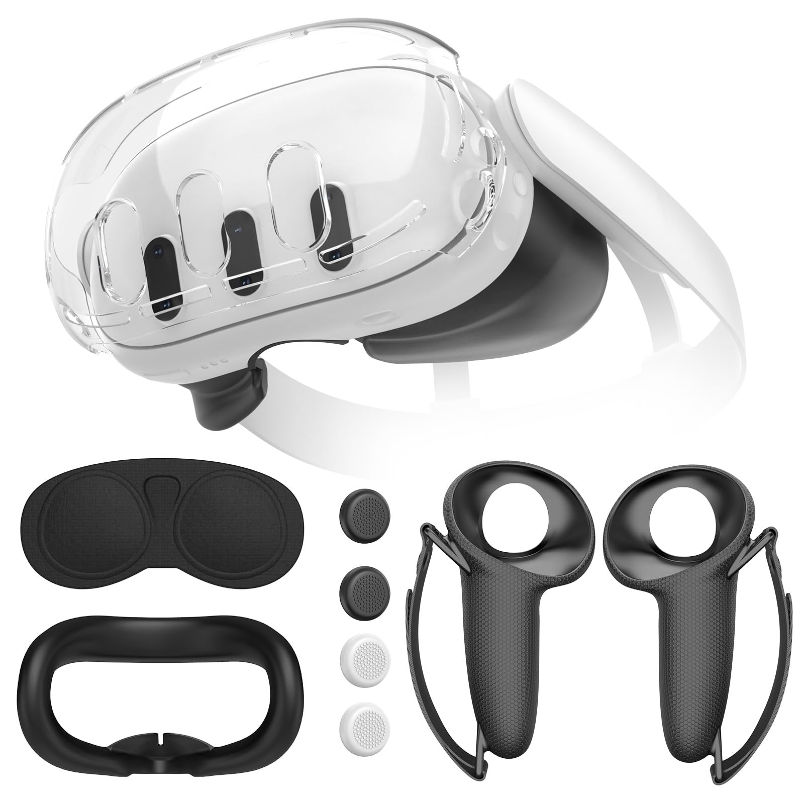 Protective Case for Meta Quest 3, TanReginal Accessories for Meta Quest 3, Impact and Scratch-Proof Case with 1 Headset Cover, 2 Controller Grip, 4 Joystick Caps and More
