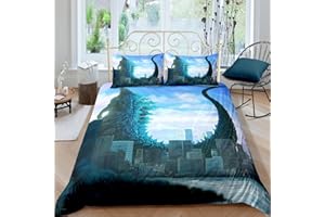 sonicpony 3 Pieces Duvet Cover Set Queen Size Dinosaur Comforter Cover Bedding Set 3D Printing Microfiber 1 Piece Duvet Cover with Zipper Closure 2 Pieces Pillow Shames No Comforter (Dino32, Twin)