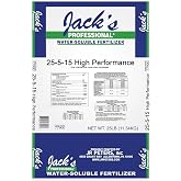 Jack's Professional 25-5-15 High Performance Water-Soluble Fertilizer, 25lb | Powdered, Targeted Micronutrient Package, Maximized NPK Delivery, Continuous Feed for Heavy Feeding Plants, Nutrient Booster