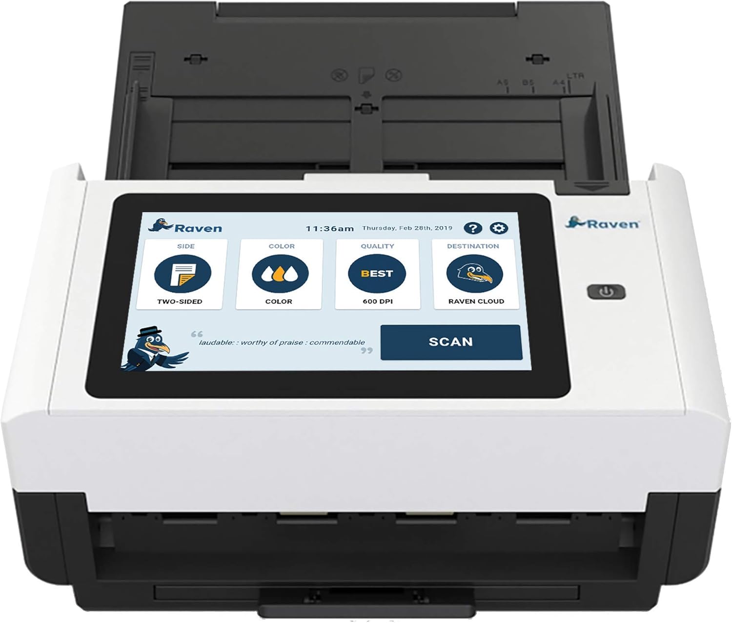 Raven Pro Document Scanner - Huge LCD Touchscreen, High Speed Color Duplex Feeder (ADF), Wireless Scan to Cloud, WiFi, Ethernet, USB, Home or Office: Electronics