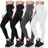 FULLSOFT 4 Pack Fleece Lined Leggings with Pockets for Women High Waisted Thermal Winter Warm Yoga Pants for Workout Running