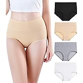 wirarpa Women's Modal Underwear Soft High Waist Briefs Ladies Panties 4 Pack
