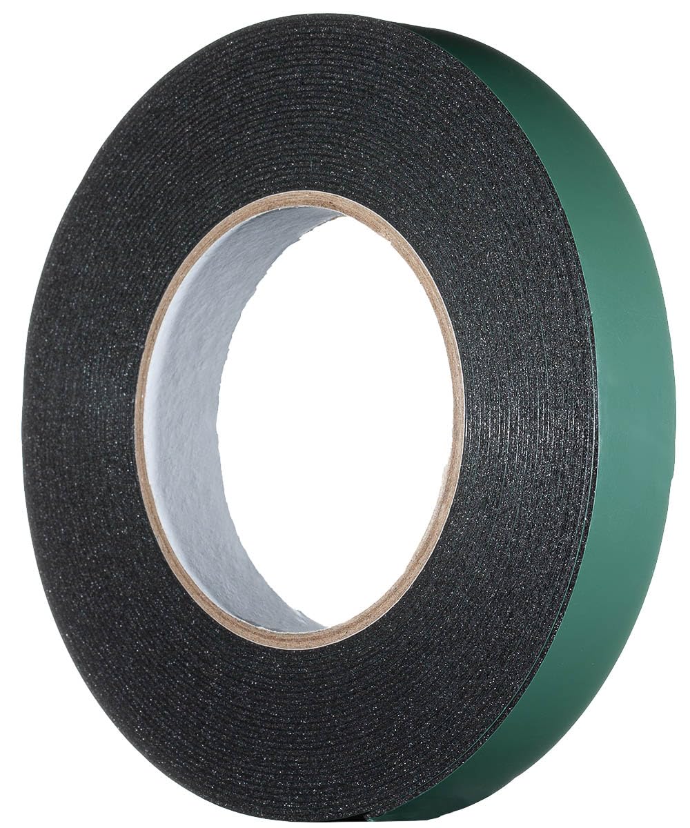 YoiYee 20mm x 10m Double Sided Foam Tape, Strong Sticky Adhesive Green Film Glazing Tape, PE Sponge Strip Sticky Mounting Tape, Black